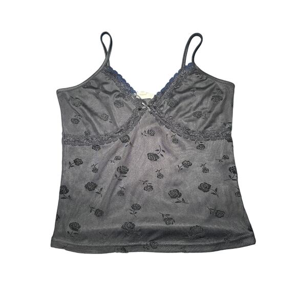 Unbranded Tops - Womens black lace babydoll floral cami tank top medium coquette y2k festival